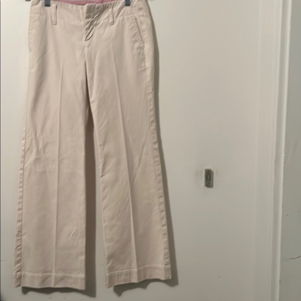 GAP Cream Wide Leg Pants with Stretch